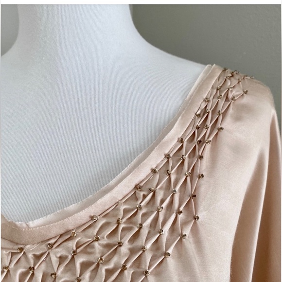 Taylor Silk Satin Beaded Tie Front Blouse Long Sleeve - Picture 4 of 16
